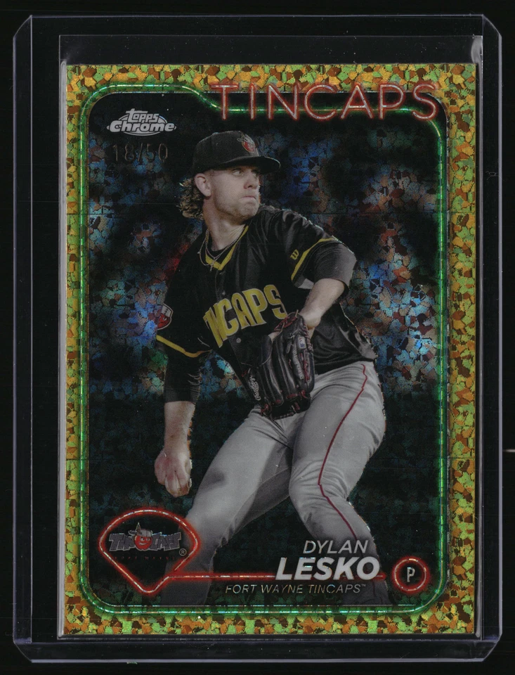 2024 Topps Pro Debut Dylan Lesko Chrome Gold Mini Diamond Refractor #PDC-139 - Image 1 of 2
