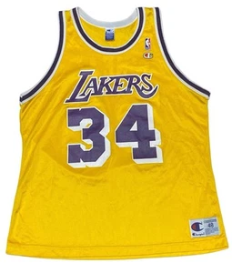 Vintage 90er Y2K CHAMPION SHAQUILLE O'NEAL LAKERS TRIKOT GR. 48 / XL SHAQ Gold - Bild 1 von 9