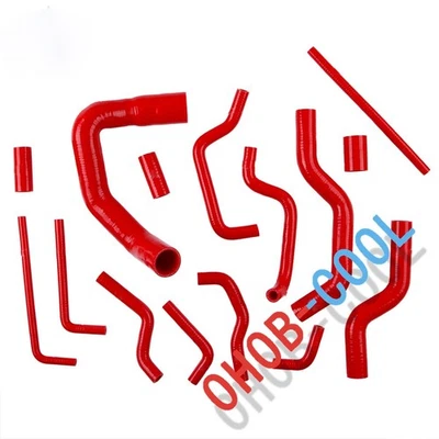 RED For JAGUAR XJS V12 XJ12 5.3L 1976-1996 SILICONE RADIATOR & HEATER HOSE SETS - Image 1 of 4