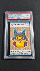 Pokemon Japanese Mega Lucario Poncho Pikachu PSA 9 MINT Business Card - Picture 1 of 4