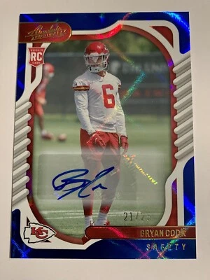 2022 Panini Absolute #149 Bryan Cook Rookie RC Blue Diamond 21/25 Auto Chiefs - Image 1 of 4
