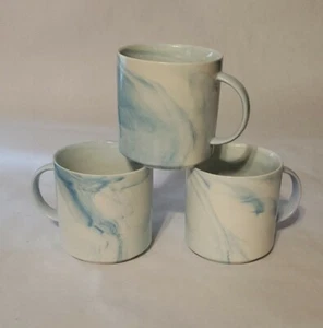 3 Blue Marbled Coffee Mugs Tea Cups 12 ounces - Picture 1 of 9