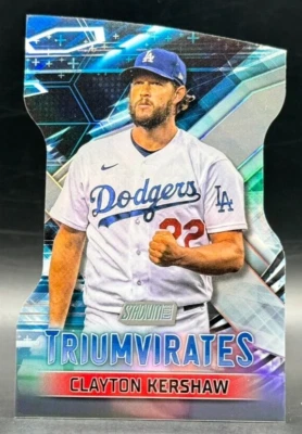 2023 Topps Stadium Club Chrome Triumvirates Clayton Kershaw Card T-24 - Image 1 of 2