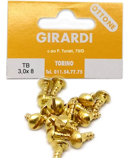 VITE A LEGNO IN OTTONE TESTA BOMBATA mm3,0x 8 - DIN 96 - Immagine 1 di 1