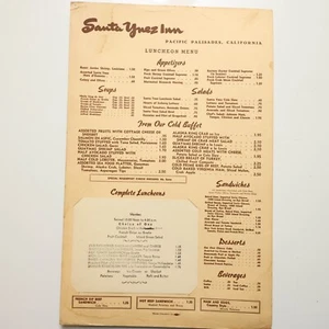 Vintage Santa Yanez Inn Pacific Palisade California Menu Rare - Picture 1 of 6