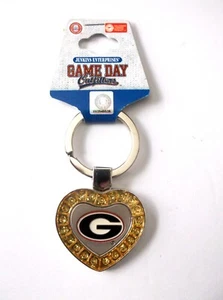 Georgia Bulldogs  NCAA Licensed  Heart-Shaped Rhinestone Keychain - Picture 1 of 3