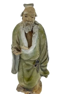 Antique Chinese Qing Dynasty 1800’s Shiwan Art Pottery Mud Man Senior Statue 4” - Picture 1 of 15