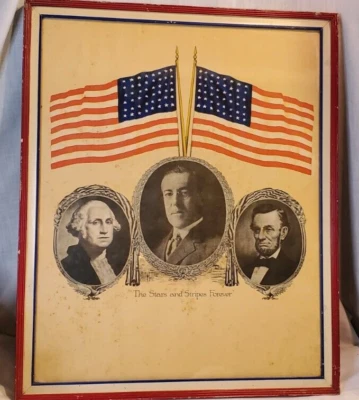 Póster enmarcado de la campaña de Washington Wilson Lincoln de los presidentes de la Primera Guerra Mundial Stars & Stripes Foto 1 de 4