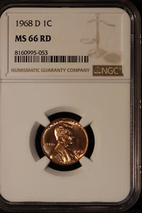 1968 D LINCOLN MEMORIAL CENT NGC MS66 RD #053 - Picture 1 of 5