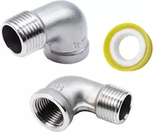 2 Stück 304 Edelstahl 90 Grad Winkel 1/2" NPT Gewinde Rohrverschraubung Innen x - Bild 1 von 12