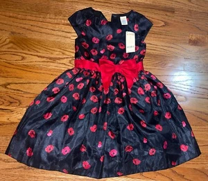 NWT Gymboree Outlet Royal Red Black Poppy Flower Dress Size 6 - Picture 1 of 6