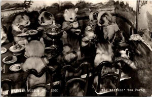 CATS ANTHROPOMORPHIC BRAMBER MUSUEM KITTENS TEA PARTY VINTAGE POSTCARD - Picture 1 of 2