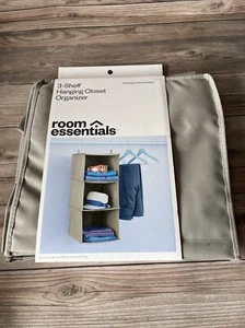 3-Shelf Hanging Closet Organizer Collapsible Hanging Closet Shelves Gray NEW - Picture 1 of 4