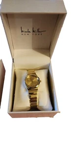 Nicole Miller Watch Gold Tone Boxed - Picture 1 of 5