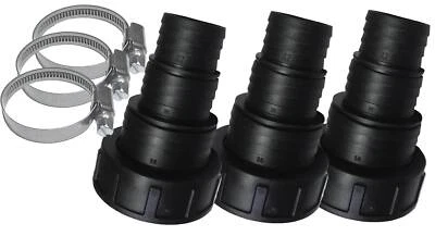 TS-TRADES Stufenschlauchtülle Ø32/38/50 x 2 Zoll IG wahlweise mit Edelst.-Schellen Auswahl