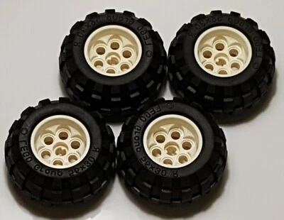 4x Lego® Technic Felge 36,8 x 26 weiß 6595 44820 + Reifen 56 x 30 Balloon 32180R - Bild 1 von 2