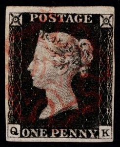 1840 1d Black Plate 2 QK 4m Fine Red Maltese Cross Very Fine Cat. £375.00 - Picture 1 of 1