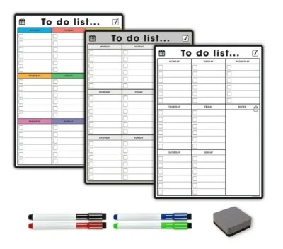 Magnetic Weekly Planner Fridge Whiteboard Memo Board Calendar To Do List Kitchen - Image 1 of 4