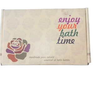 Enjoy Your Bath Time Handmade Pure Natural Essential Oil Bath Bombs Box of 6 - Picture 1 of 4
