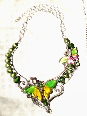 Collar Mariposa Plata y Turmalina con Perla y Pluma - Envío Nacional EE. UU. Solo Foto 1 de 4