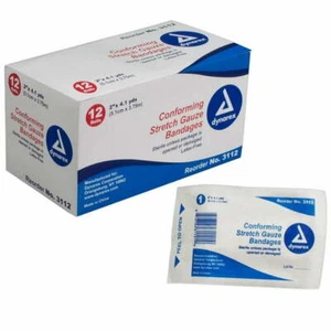 Dynarex Conforming Stretch Gauze Bandages Sterile 6 in x 4.1 yd 6 ct Pack of 2 - Picture 1 of 2