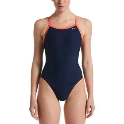 Nike Women's Solid Navy Blue Racerback One Piece Swimsuit L10513 Size 32 / 6 - Image 1 of 3