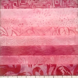 Paquete de 8 cuartos de grasa rosa flamenco #2 tela Batik Lunn FQ 100 % algodón hecho a mano - Imagen 1 de 5