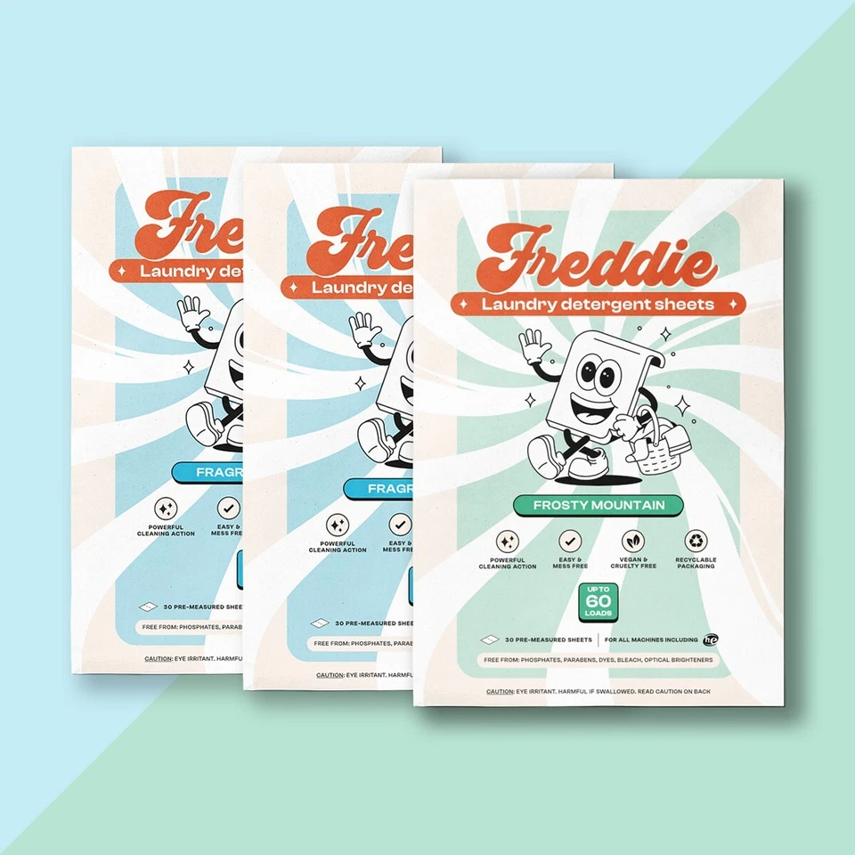 3 Pack Freddie Laundry Detergent Sheets - 180 Loads (90 Sheets) - Image 1 of 4