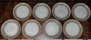 MIDWINTER STONEWARE BRAID BEIGE ROUND DINNER PLATES 10.5” SET/8 VGUC - Picture 1 of 12