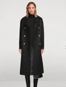 Calvin Klein Premium Double Breasted Angora Wool Coat Black NWT $495 - Picture 1 of 12