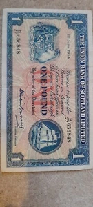 Union Bank of Scotland Ltd £1 Banknote (1954) H Prefix - Picture 1 of 2