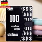 100 Umschläge Geldspar-Challenge-Buch für die Budgetierung (Schwarz ohne Schloss