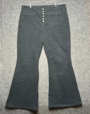 Pantalones American Eagle Mujer 20 Gris Pana Acampanado Botón Mosca Retro Genial Cómodo Foto 1 de 4