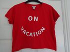 **Red "On Vacation" Short Sleeved Top**Size 10**
