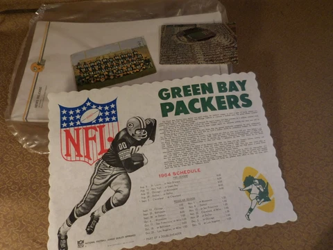 Vintage Green Bay Packers 1958 Postcards Placemat Lee Remmel Stationary Paper Cover