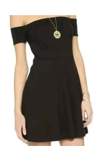 NEW Free People Black Mini Dress Mambo Off Shoulder Small - Picture 1 of 4