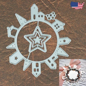 Houses & Trees on a Circle / Earth w Stars Cutting Dies - Moving Christmas +More - Picture 1 of 4