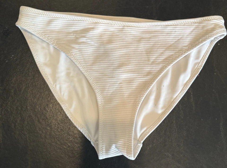 H&M Women's Size 8 White Ribbed Bathing Suit Bottoms (Swim Suit) A0030 - Image 1 of 4