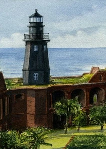 Tortugas Puerto Faro Jardín Llave Seca Tortugas Florida Impresiones Artísticas Enmarañadas - Imagen 1 de 2