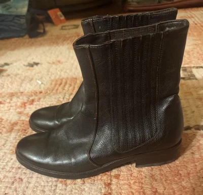 Jil Sander 36 5.5-6 Brown Leather Pull On Ankle Boots  - Image 1 of 4