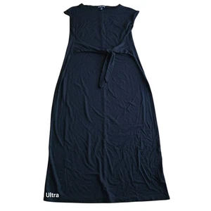 Maxi Vestido Eileen Fisher Negro Corbata Frontal Talla XXS Elástico - Imagen 1 de 7