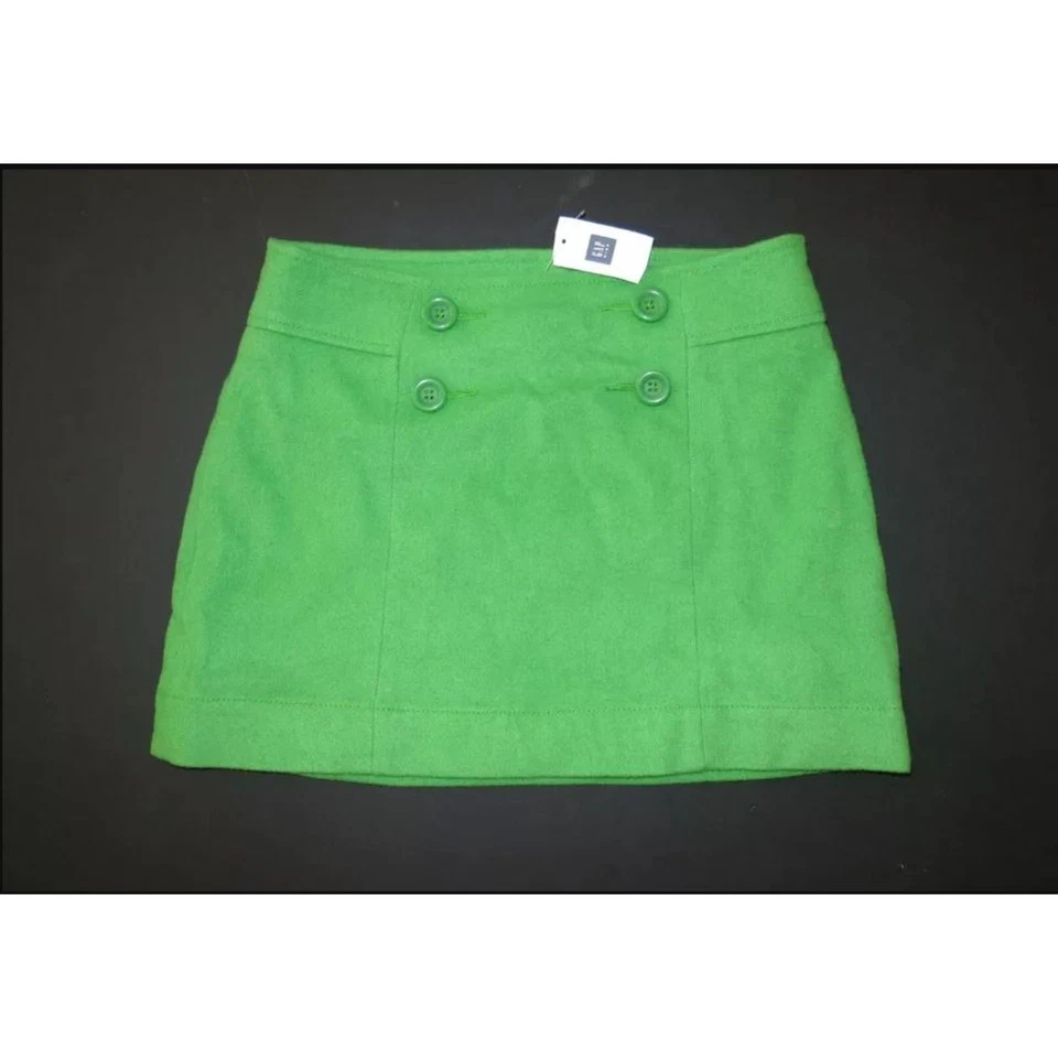 NUEVO CON ETIQUETAS Gap Niños Niñas Mezcla Lana Retro Mod Mini Falda Verde Botones Vacaciones 12 14 Foto 1 de 1