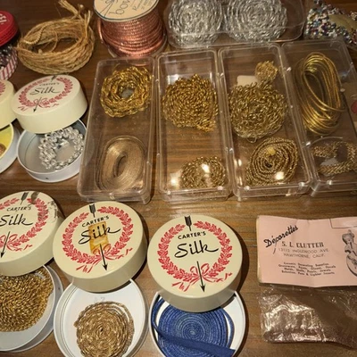 Huge Lot Vintage Ribbon Lace Trim Edging Material Sewing Project Pieces Crafts - Image 1 of 4