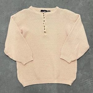 VTG 1990s Hunters Run Peach 3/4 Sleeeve Woman’s Thick Knit Sweater Size Small - Picture 1 of 6