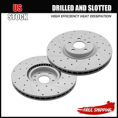 345mm Front Drilled Brake Disc Rotors for Volvo XC40 XC60 XC90 S60 S90 V60 - Image 1 of 4