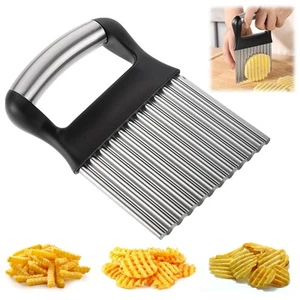 Crinkle Cutter Wavy French Fry Cutter Stainless Steel Veggies Chopper Knife C... - Picture 1 of 7