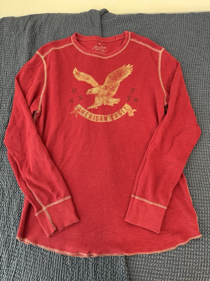 红色和金色复古美国鹰保暖长袖。 无瑕疵使用 — 第 1/3 张图片
