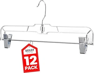 ™ Skirt Hanger Pants Hangers with Clips Hangers Shorts Hanger Clear Plastic C... - Picture 1 of 7