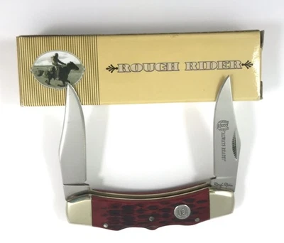 Rough Rider Lockhorn Double Lockback Pocket Knife Red Bone + Box 043-LL - Image 1 of 4