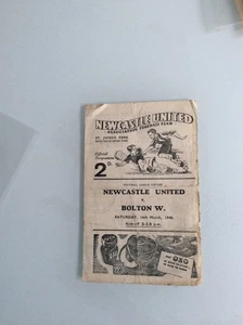 NEWCASTLE UNITED V BOLTON WANDERERS 16.03.1946 LEAGUE GAME - Picture 1 of 3